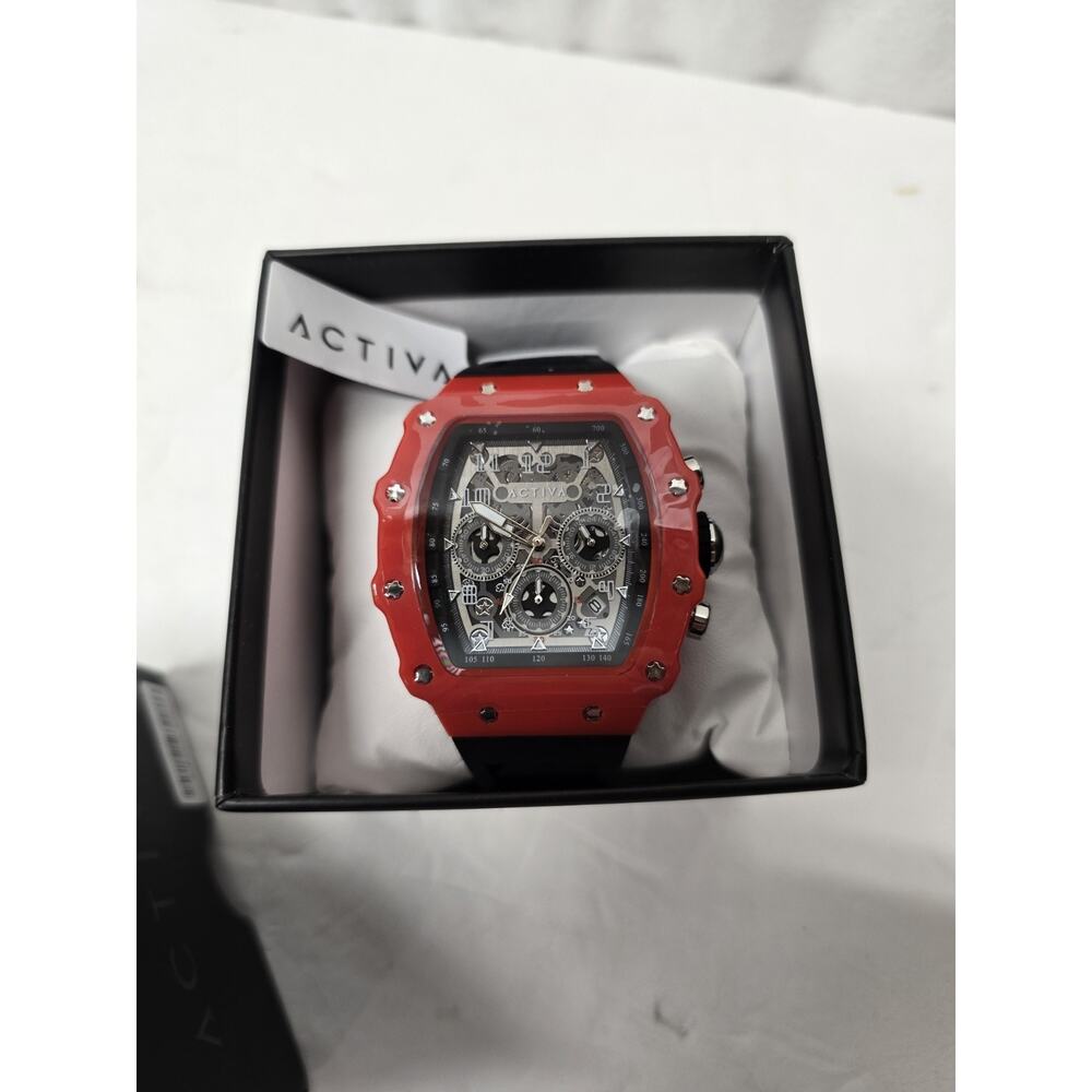 Activa X Invicta 44.3mm Black & Red Men's Watch Skeleton Dial ACW2305-020 New